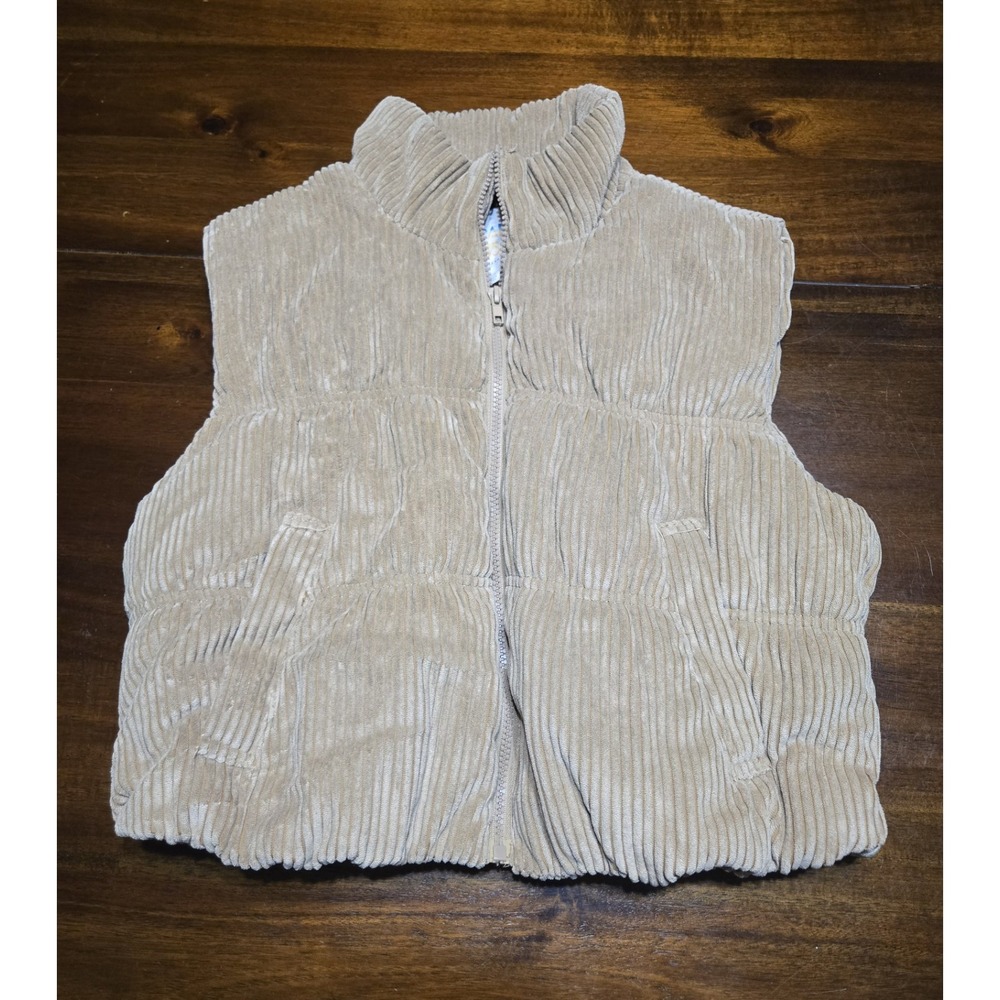 Cali 1850 Corduroy Puff Vest Zip Pockets Womens Medium Tan Cozy Warm Boho